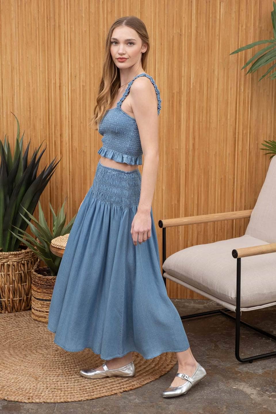Blue Pearl Midi Skirt