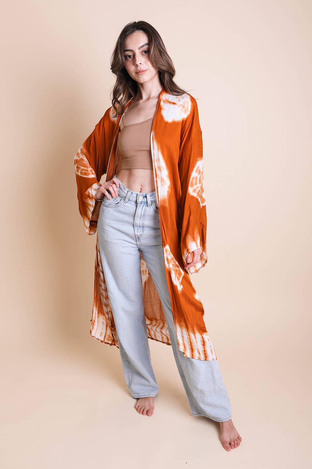 Tie-Dye Longline Gypsy Kimono