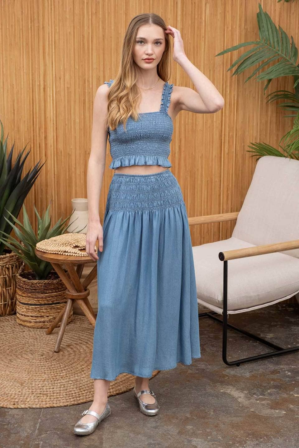 Blue Pearl Midi Skirt