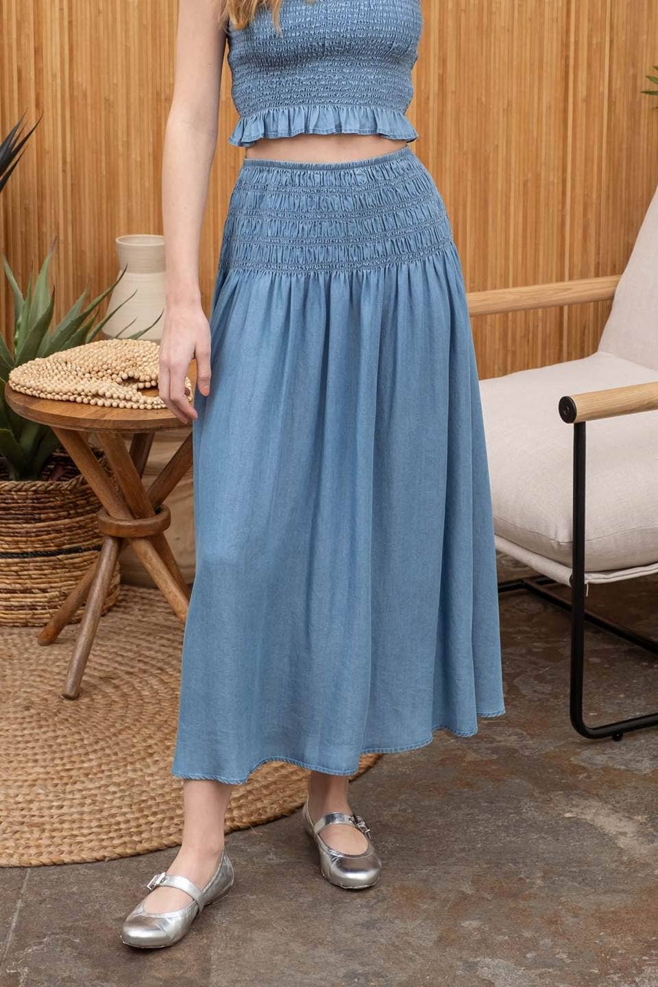Blue Pearl Midi Skirt
