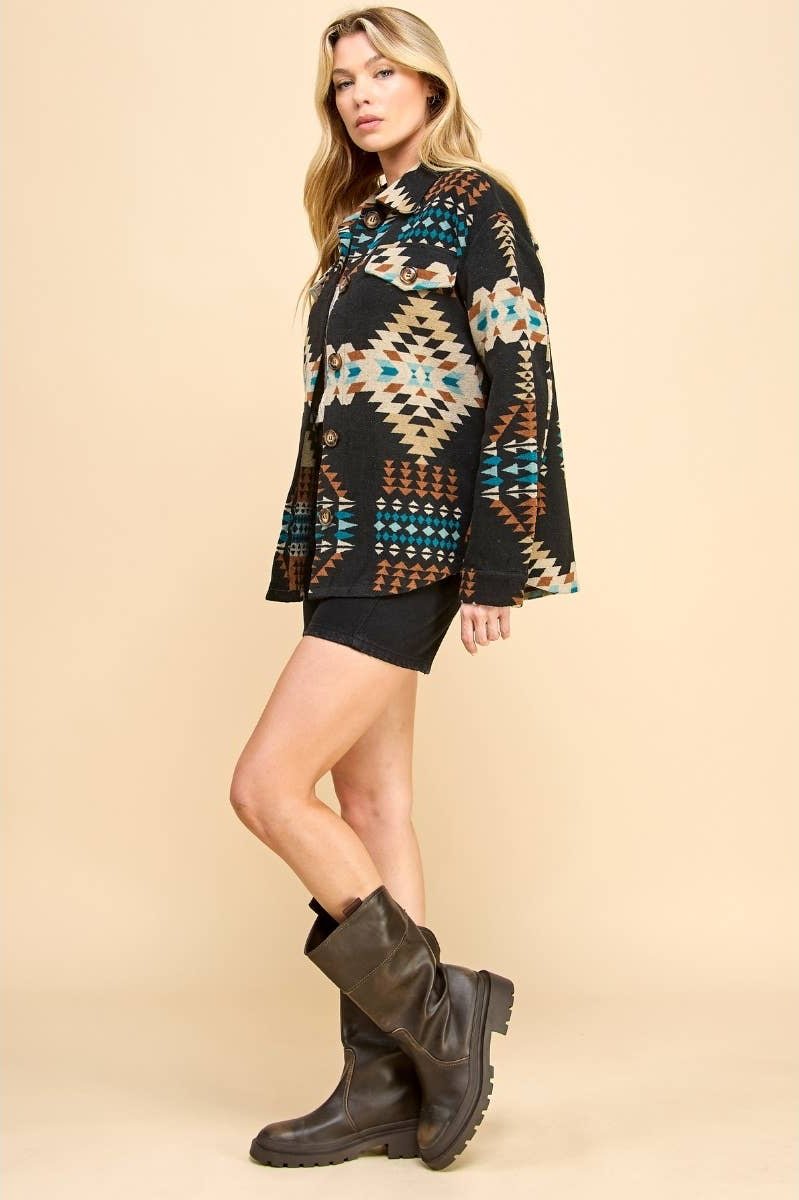 Black Aztec Gypsy Shacket