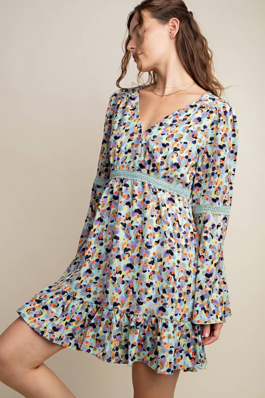 Cheerful Bell-Sleeve Gypsy Dress