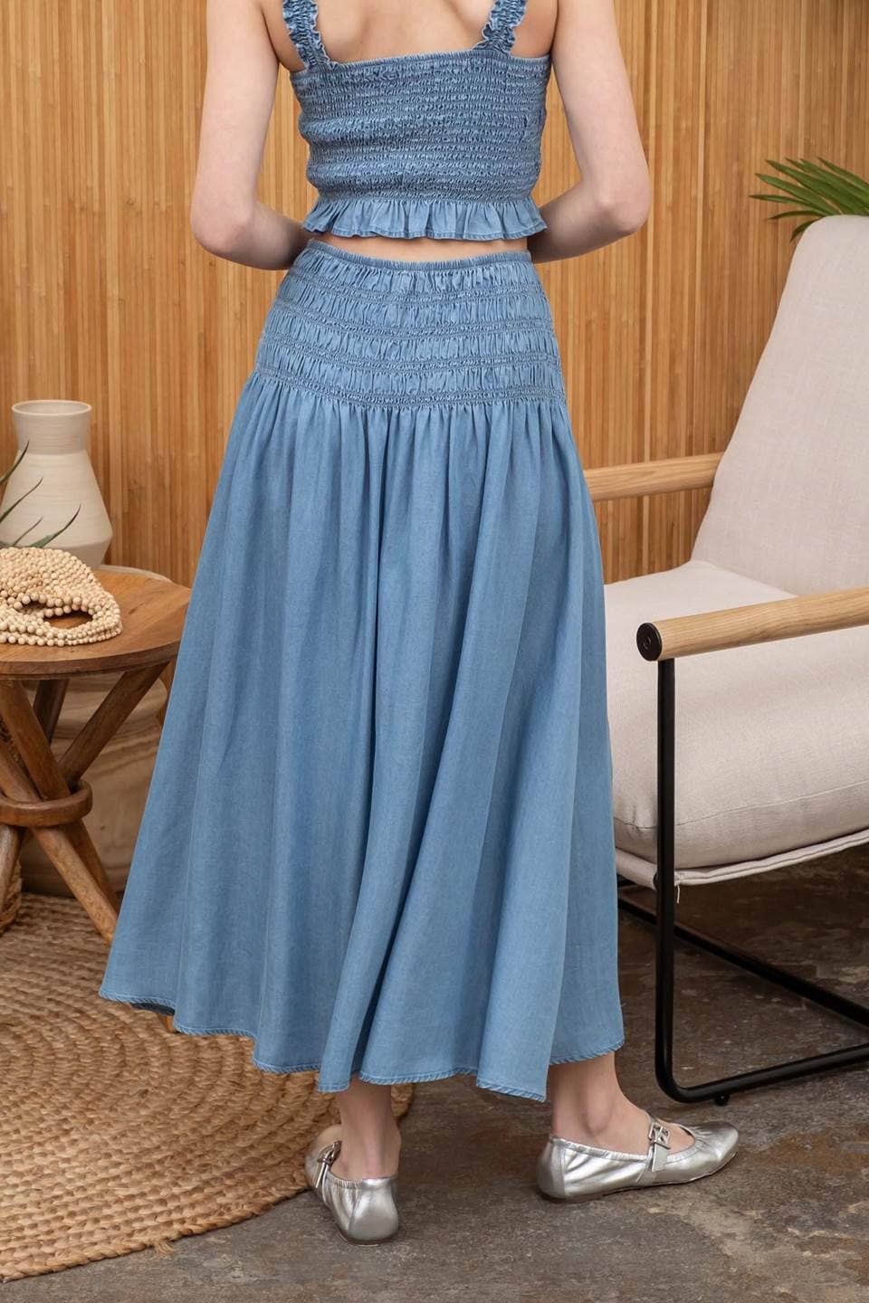 Blue Pearl Midi Skirt
