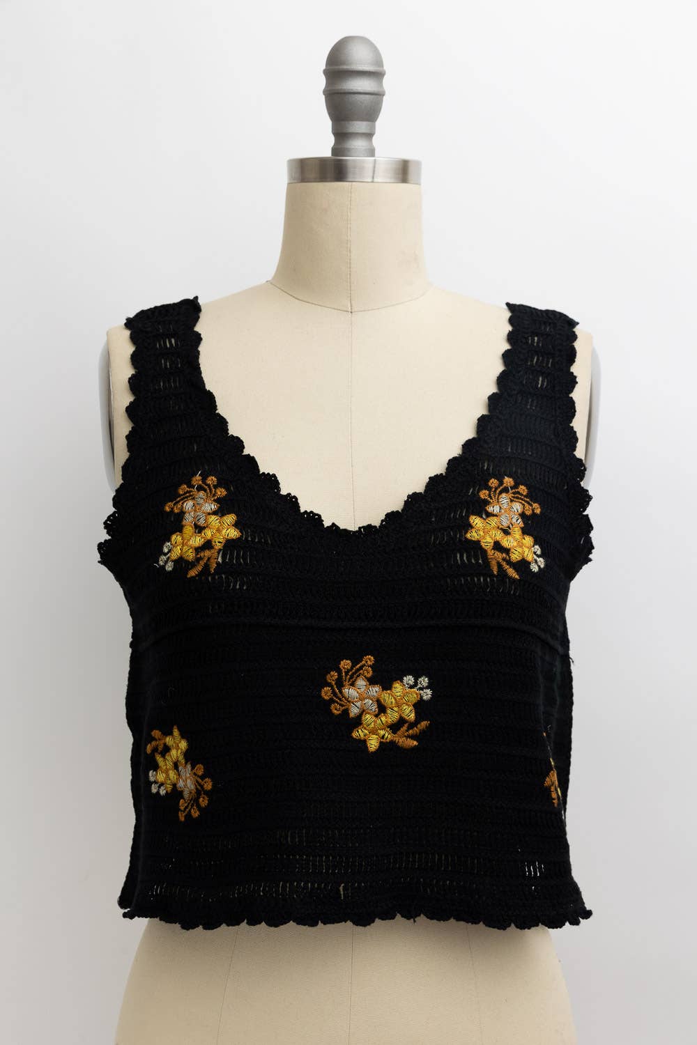 Midnight Blooms Crochet Crop