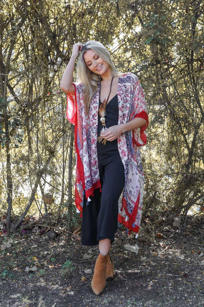 Red Paisley Gypsy Kimono