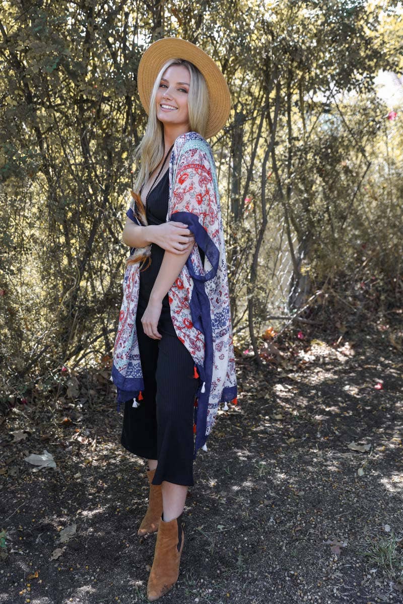 Navy Paisley Gypsy Kimono