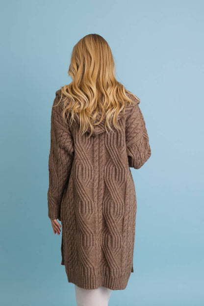 Cable Knit Hooded Cardigan