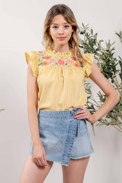 Flower Garden Embroidered Gypsy Top