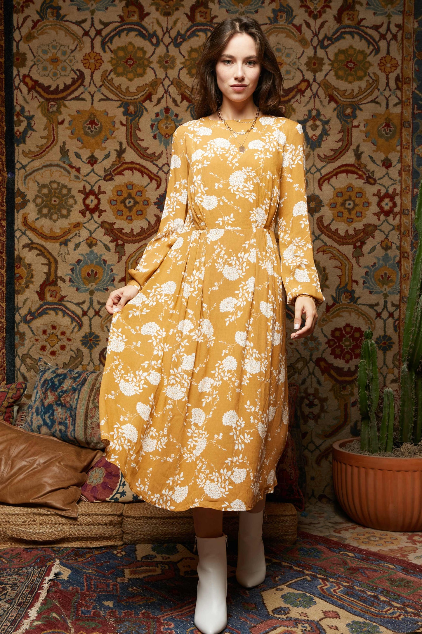 Floral Long Sleeve Gypsy Dress