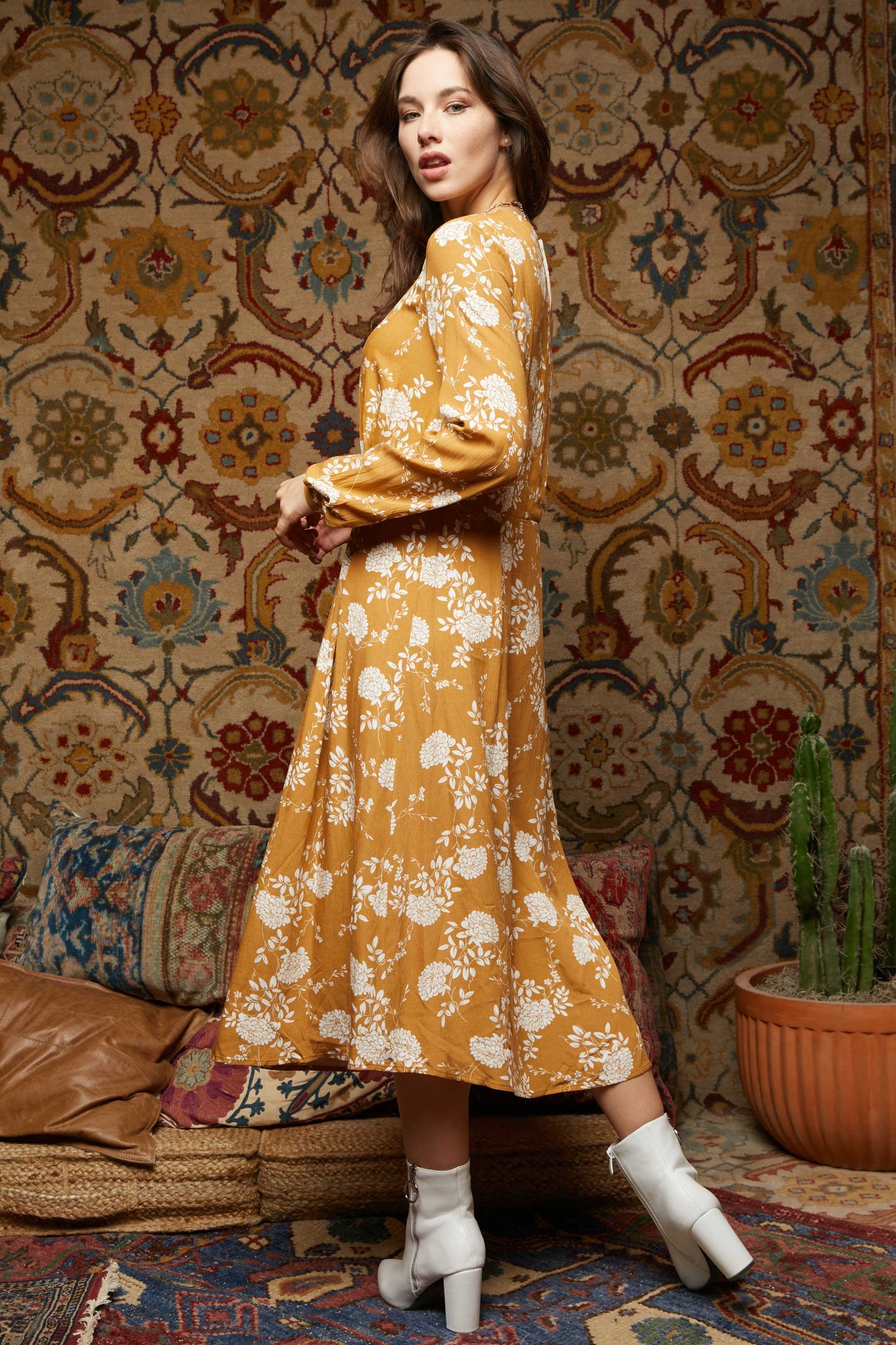 Floral Long Sleeve Gypsy Dress