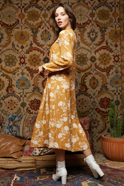 Floral Long Sleeve Gypsy Dress