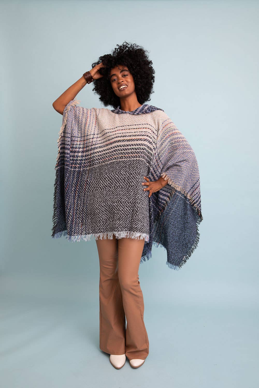 Hooded Frayed Gypsy Poncho