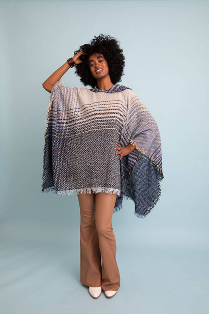 Hooded Frayed Gypsy Poncho