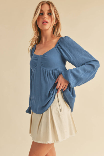 Denim Heart Gypsy Top