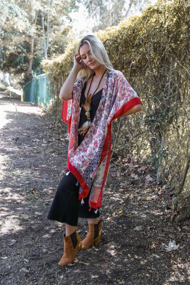 Red Paisley Gypsy Kimono