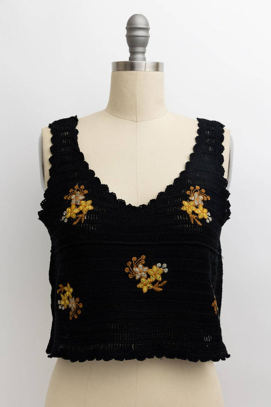 Midnight Blooms Crochet Crop