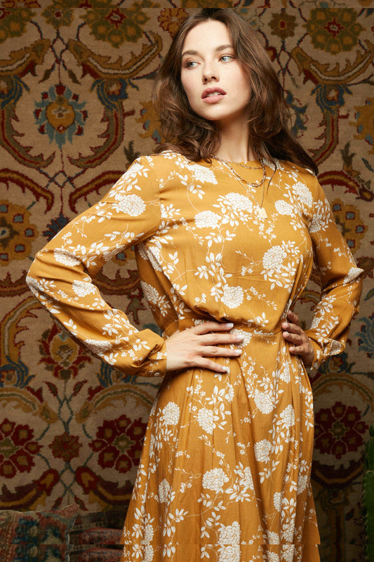 Floral Long Sleeve Gypsy Dress