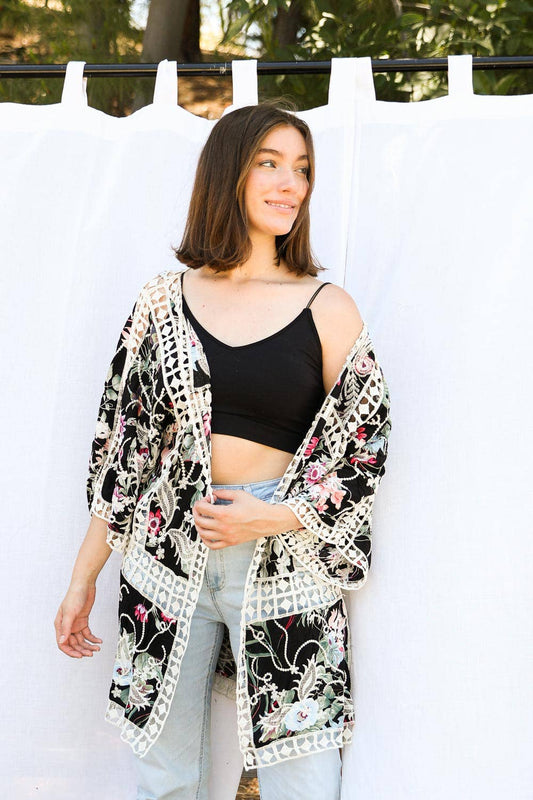 Mystic Black Bird Gypsy Kimono
