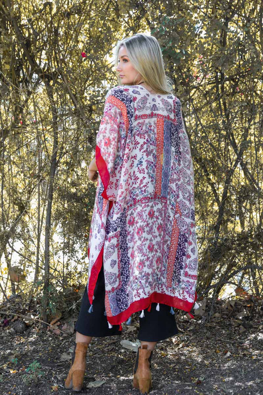 Red Paisley Gypsy Kimono